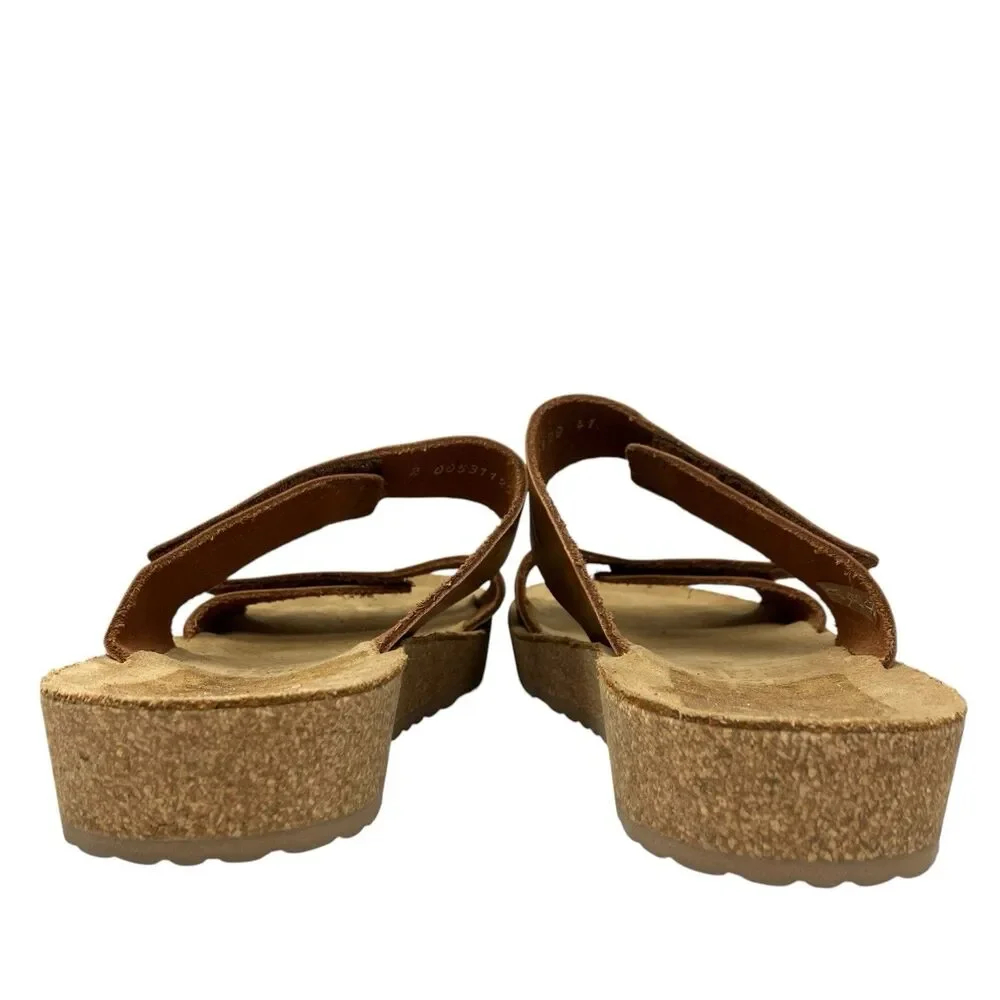 Mobil’s Leather Cork Sandals Brown Double Strap Womens 11‎ EU 41